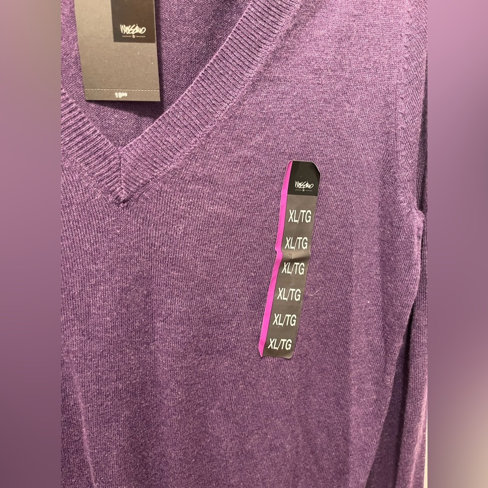 Massimo purple V-neck sweater. New with tags. Purple sweater.